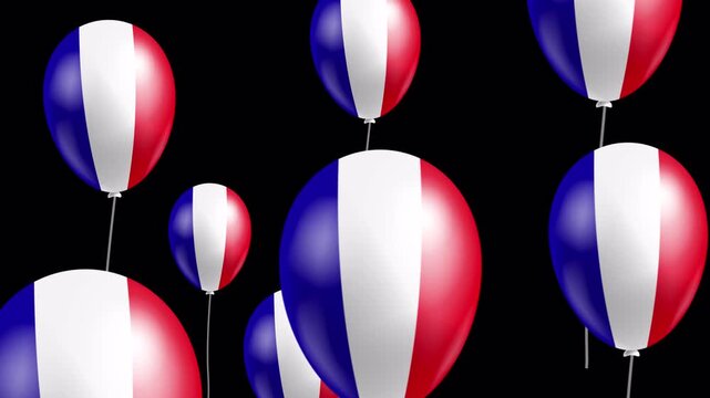 animated flying baloons with france flag colors video footage alpha channel
