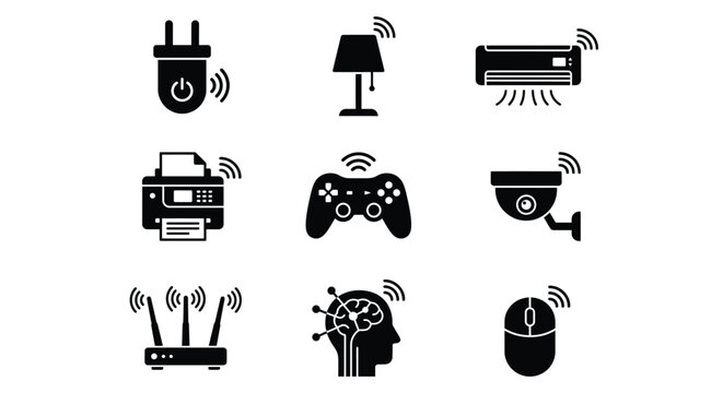 Collection Of Electronic Device Icons Flat Vector Illustration On White Background