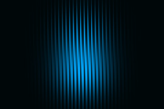 Futuristic blue glowing vertical lines on black background, abstract neon light stripes, digital technology texture for modern web design