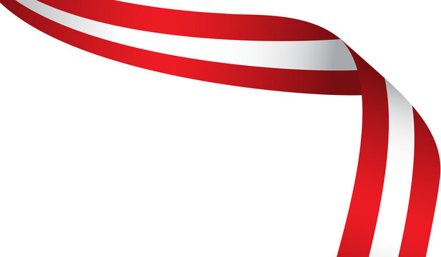 Waving Austria Flag Ribbon Vector Illustration for National Day Celebration Frame Background