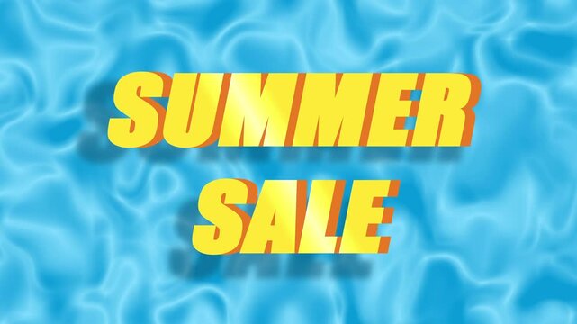 Golden &ldquo;Summer Sale&rdquo; text on ocean water background. Luxury summer advertising animation