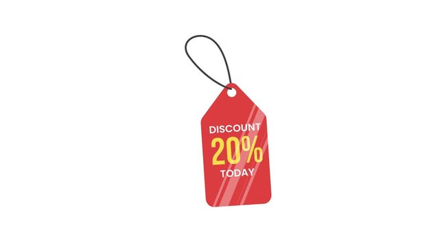 Red discount tag with 20 percent off on white background animation 4k stock video