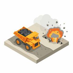 Yellow mining dump truck vehicle. © PRASETIA