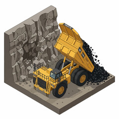 Large Yellow Mining Dump Truck Vehicle. © PRASETIA