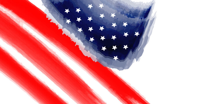 Abstract watercolor style American flag with blurred stars and stripes