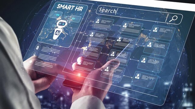 Smart HR system using AI and digital platforms for efficient recruitment, talent analytics, employee engagement, and workforce management in modern organizations. Muxer