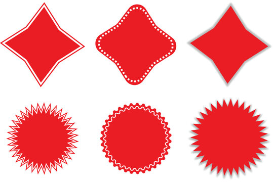  abstract geometric shapes arranged in two rows of three. The top row features three decagonal