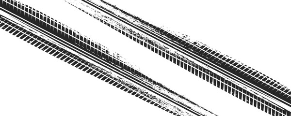 Tire tread and car drift marks after skidding, launch, powerslide in motorsport, rally, off-road, motocross. © bournut