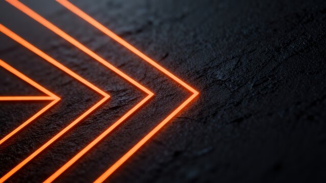Neon arrow lines on textured surface