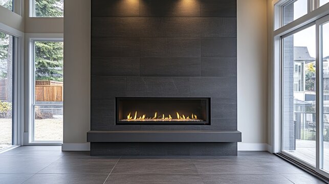 Modern Gray Fireplace in a Luxurious Home