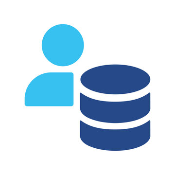 Blue database icon with user symbol