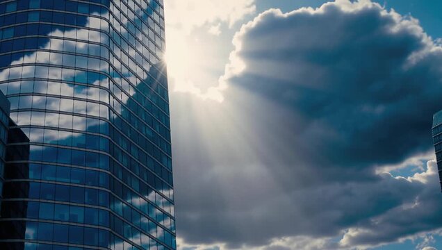 Urban Skyline with Clouds and Sunlight
