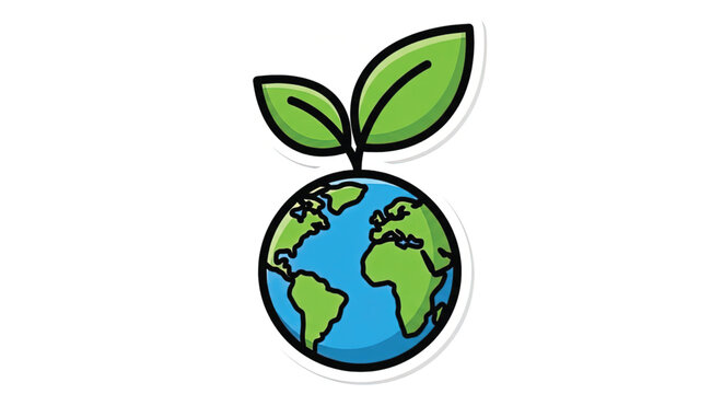 Earth Globe with Green Leaves Growing.