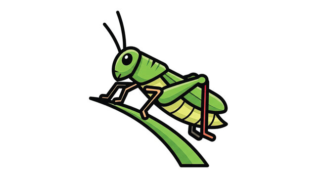 Green Grasshopper Insect Closeup Profile.