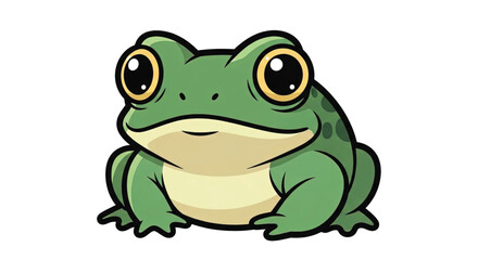 Fototapeta premium Green Frog Sitting Cartoon Character Closeup.