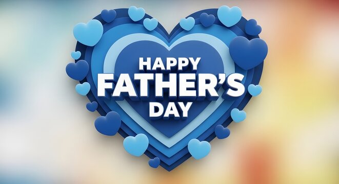 blue heart shape background  with happy fathers day text