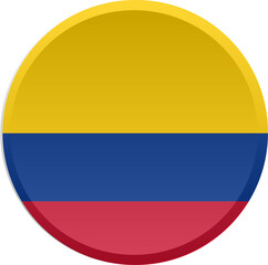 Naklejka premium Transparent Colombia Round DISC Flag Icon with 3D Look