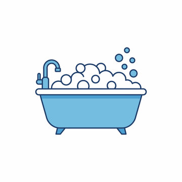 Bath Tub with Bubbles and Faucet.