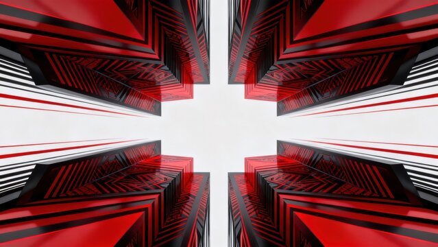 Abstract geometric pattern with red and black