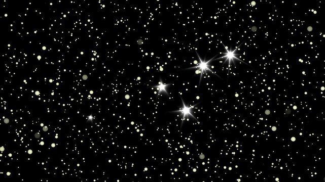 White Glittering Stars Twinkling on Black Background, Magical Particles Overlay, particle magic tail sparkling glitter star dust trail loop animation, Luxury night sky glitter twinkle animation in 4K
