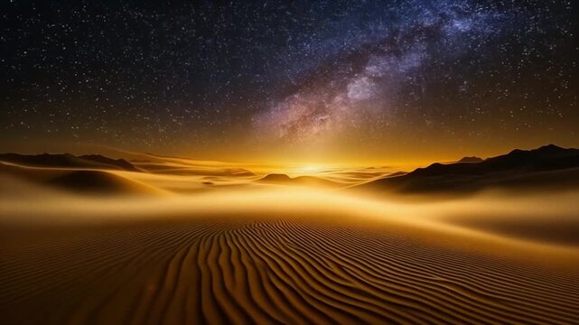 Silky golden fog drifting through a shadowy space void with smooth atmospheric glow and depth