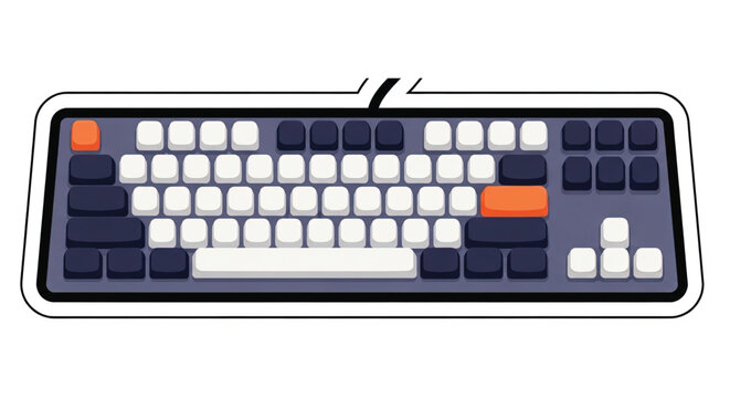 Computer Keyboard with Colorful Keys Closeup.