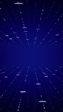 abstract blue background with grid lines and particles , futuristic ai technology and science vertical social media background