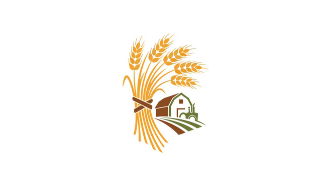 Golden wheat bundle with farmhouse logo design.