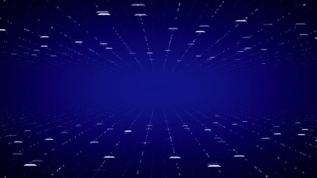 abstract blue background with grid lines and particles animation, futuristic ai technology and science social media motion background