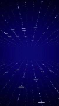 abstract blue background with grid lines and particles animation, futuristic ai technology and science vertical social media motion background