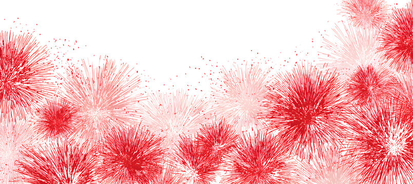White background with red fireworks.