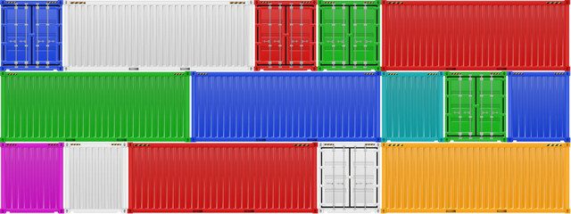 Red Shipping Cargo Container Twenty and Forty feet. Logistics and Transportation. Vector © YURII