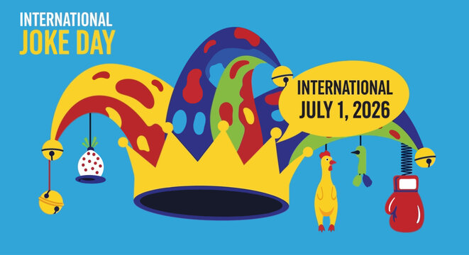 International Joke Day Illustration with Jester's Hat