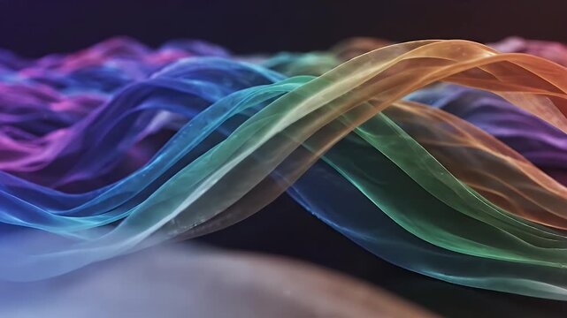 Colorful Layered Waves Abstract Motion Background - This abstract background features layers of colorful, translucent waves flowing and intertwining to create a dynamic and vibrant composition.