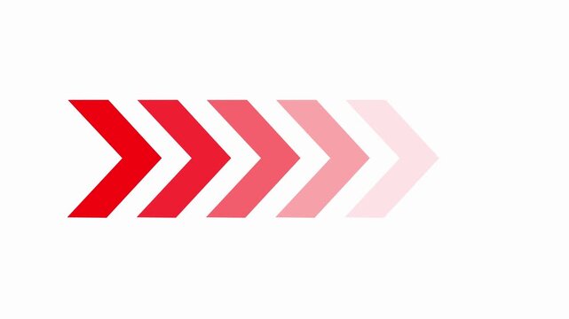  direction arrow icon motion, Moving Right with Alpha Channel Background Looping Motion Graphic Element 4k video animation seamless loop.
