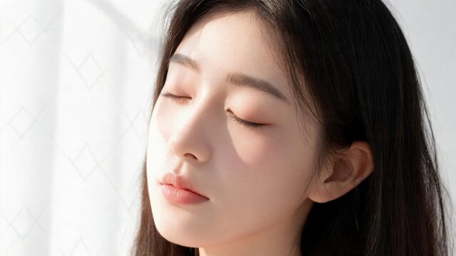 Closeup of a woman with closed eyes