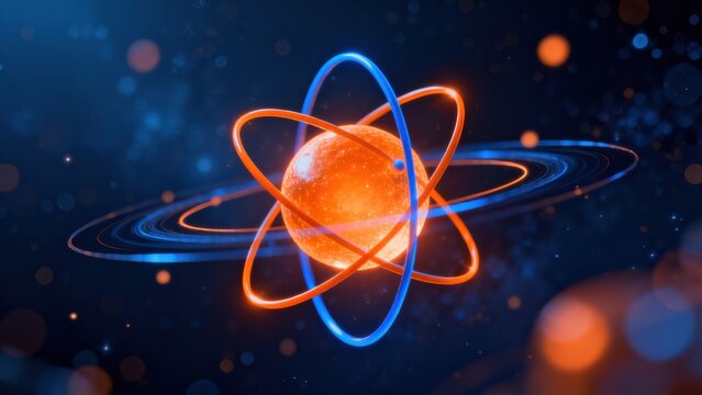 Atomic structure with glowing orbits