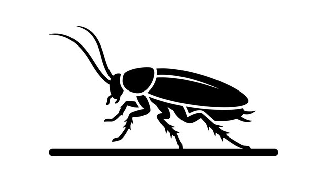 Cockroach Outline Icon Side View Pest Insect Vector Design