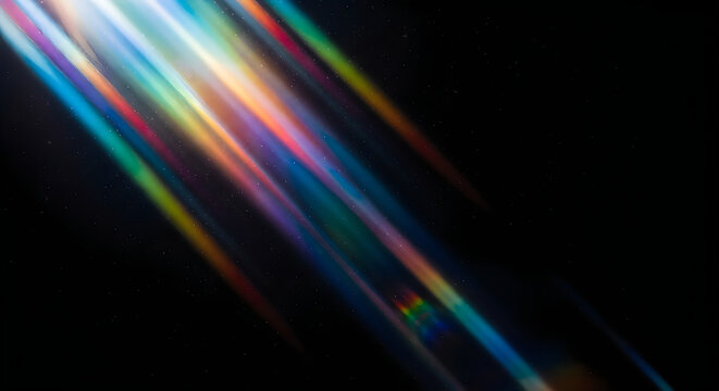 Vibrant multicolored streaks of light against a dark starry night sky background