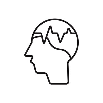 brain waves icons minimalist flat style design, brain waves Vector illustration on white background