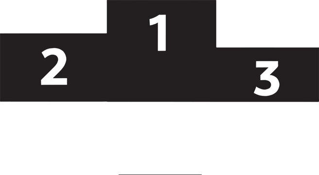 Winners podium with first, second and third place icons vector art