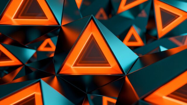 Geometric pattern of glowing triangles