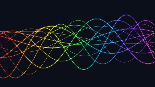 Vibrant Rainbow Colored Lines Forming Minimalist Elegant Wave Patterns