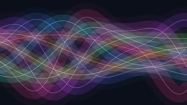 Vibrant colorful lines intersect and overlap in a dynamic abstract pattern