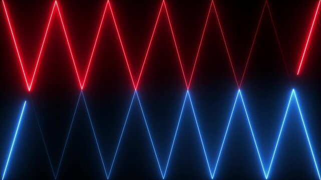 Abstract glowing neon lights blinking lines moving animation. Neon red laser lines animation with black background.