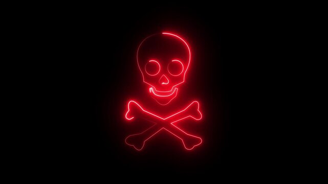 showing danger warning this toxic symbol is a great digital hazard icon this is a very cool pirate sign ,Neon Hard Danger Background Animation. Danger icon made of neon light Pirate skull .