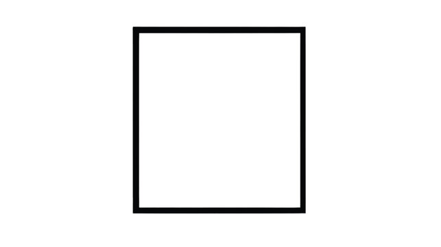 Square border defines a simple black frame set against a neutral white background.