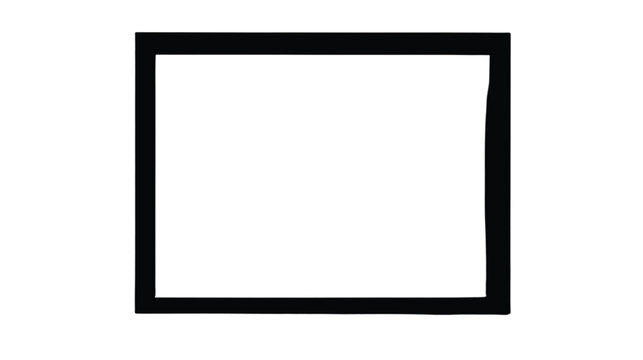 Rectangle shape with a bold black stroke defines a clear area for text or imagery on a neutral white field.