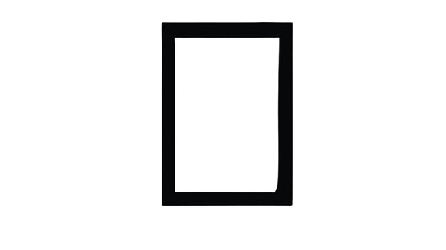 Portrait frame with a crisp black border creates an elegant and simple enclosure for displaying images or text in a clean layout.