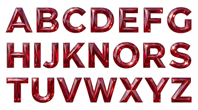 3d style ruby alphabet crystal set